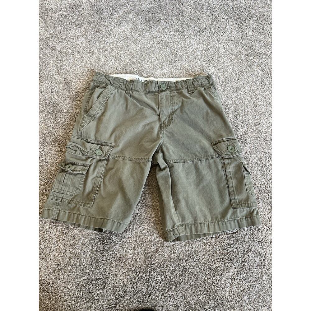Mens Size 32 Green Ruffhewn Ruff Hewn Cargo Shorts Pockets Utility Corpcore